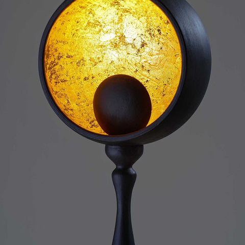Hamish Floor Lamp with Cup - Nero with Etched Gold