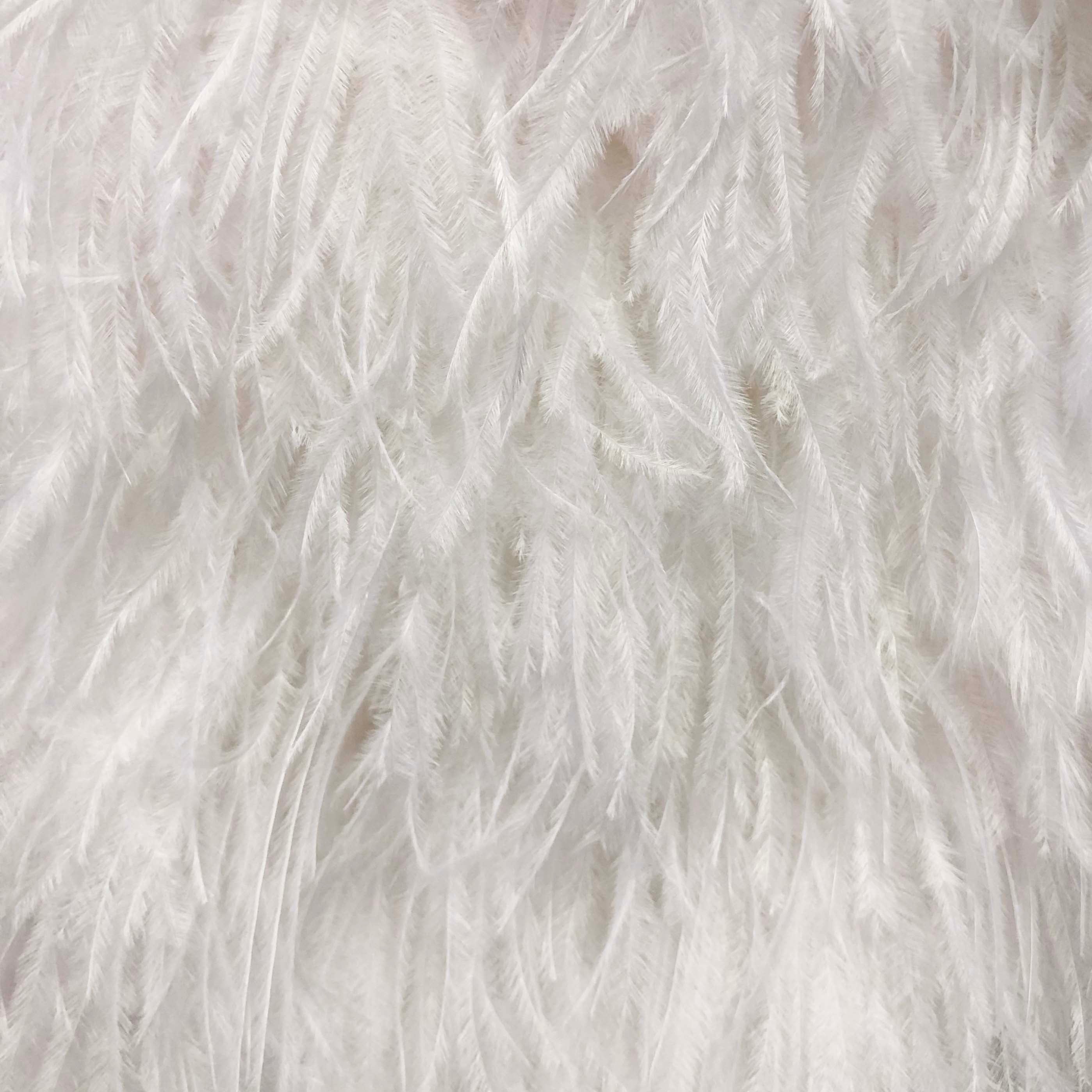 Lampshade, Feathered - Ostrich White Feather