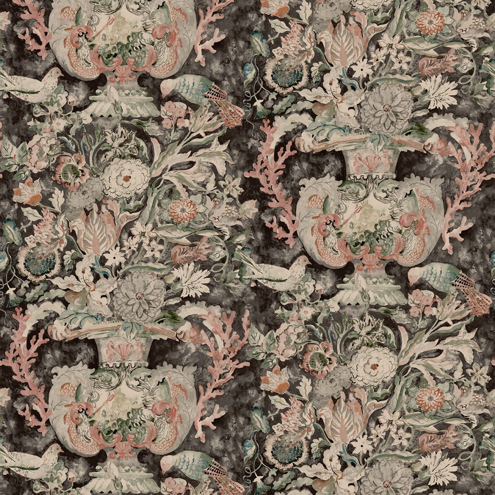 Neptune's Vase Wallpaper - Charcoal