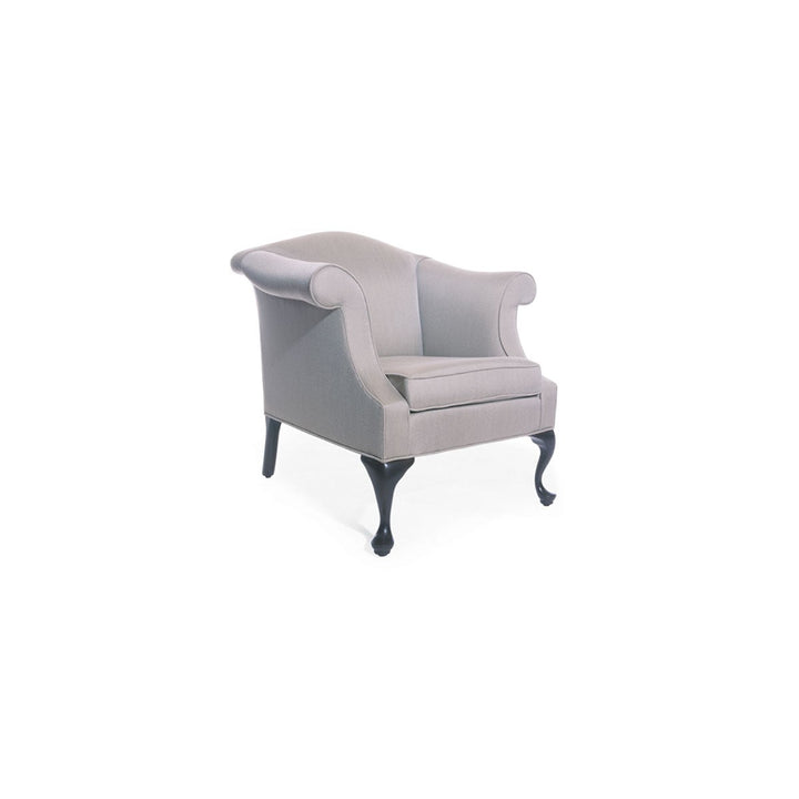 Traditional Camelback Lounge Chair with Queen Anne Legs