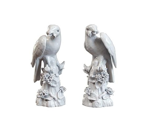 PAIR OF BLANC DE CHINE PARROTS