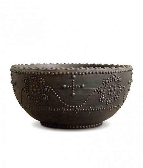 REPRODUCTION STUDDED WOOD BOWL