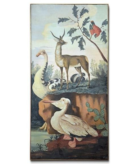 ANIMAL PAINTING WITH PELICAN ON CANVAS