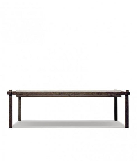 SUSPENDED IRON COFFEE TABLE WITH TRAVERTINE TOP