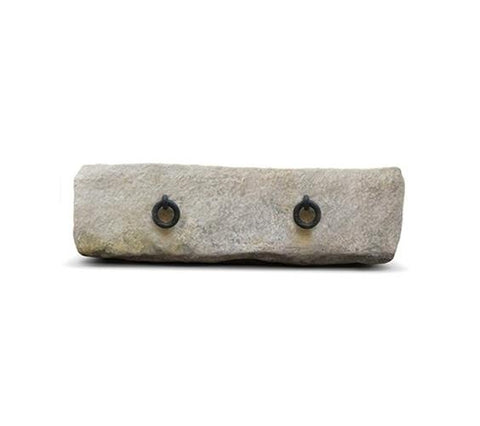 STONE TROUGH PLANTER WITH TWO IRON RINGS