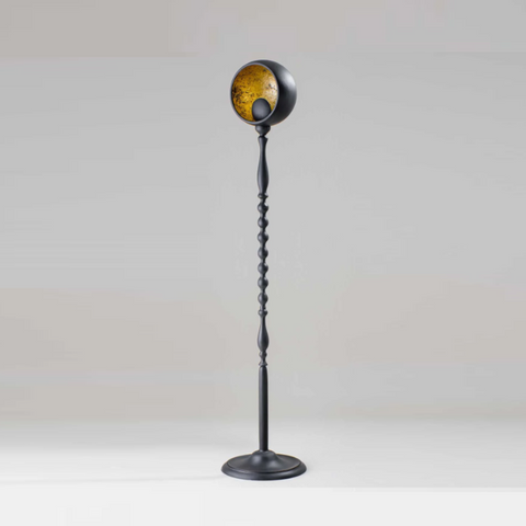 Hamish Floor Lamp with Cup - Nero with Etched Gold