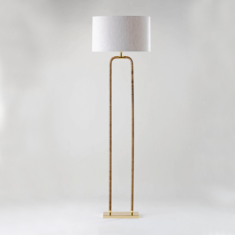 Holden Arched Floor Lamp - Dark Cane with Brass