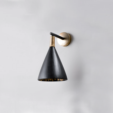 Matilda Wall Light Small Single - Black with Etched Gold