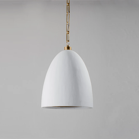Moody Pendant - Plaster White with Cream Etched Gold