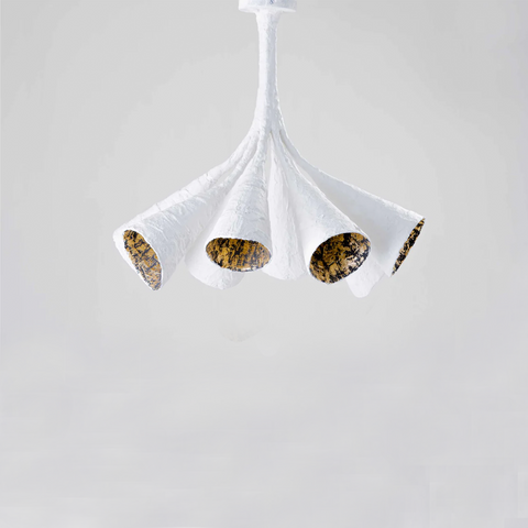 Ophelia Ceiling Light Small - Plaster White with Etched Gold