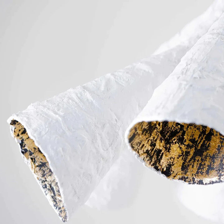 Ophelia Ceiling Light Small - Plaster White with Etched Gold