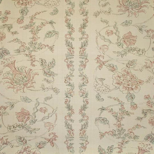 Josephine Silk - Rose/Aqua On Ivory