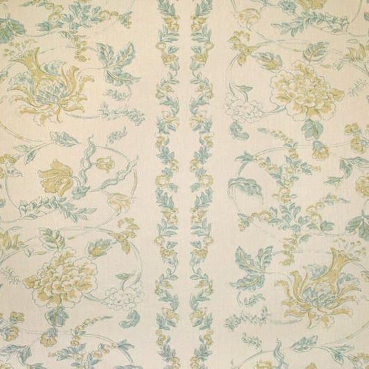 Josephine Linen - Blue On Ecru Linen